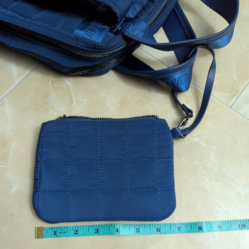 Steve Madden Quilted Backpack With Zipper Wristlet Pouch Blue-Like New - Picture 6 of 14